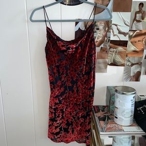 princess polly black and red velvet dress